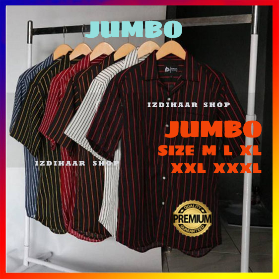 KEMEJA SALUR PRIA STRIPE LENGAN PENDEK COWOK 4559 / KEMEJA SALUR PRIA JUMBO BIG SIZE XXL