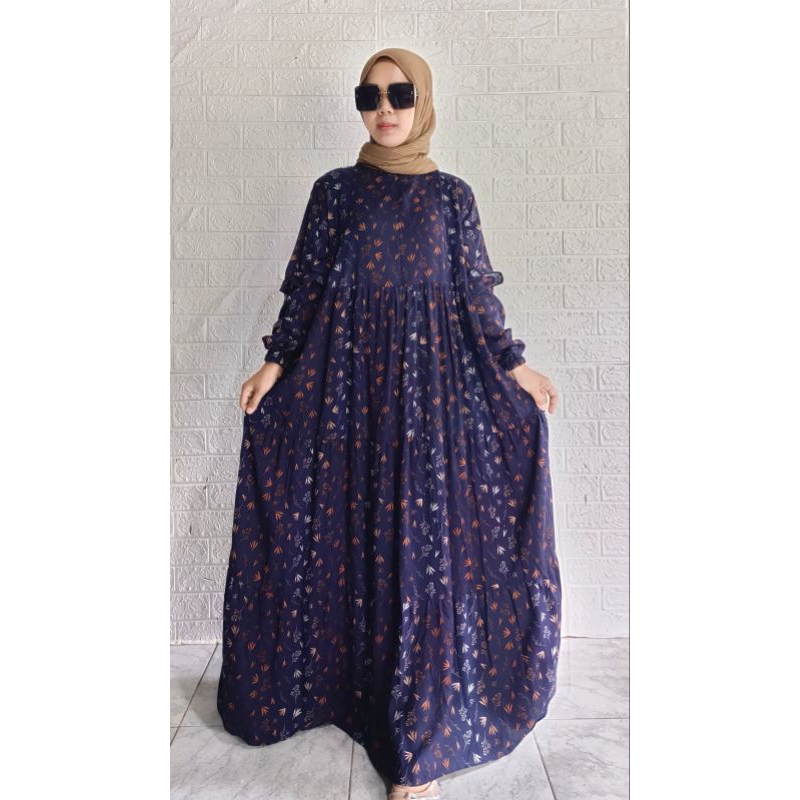 Gamis Babydoll Rayon viscose motip_ Adem lmbut ORI