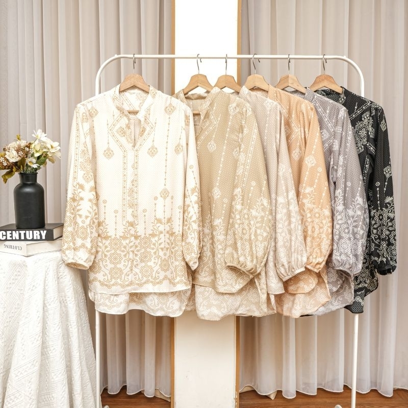 blus oversize silk wanita/blus wanita kekinian/blus wanita jumbo ld 120cm