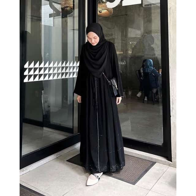 Abaya Hitam Layer Sifon  - ABAYA HAURA - Gamis Muslimah Anak Remaja Dewasa - Ready siap kirim [BISA 