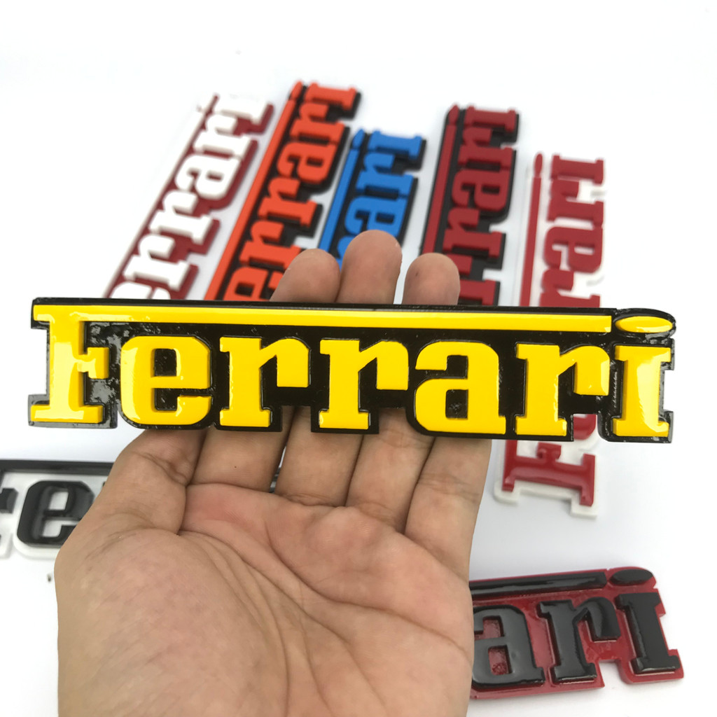 EMBLEM VARIASI MOBIL FERRARI HURUF TIMBUL 3 DIMENSI / EMBLEM ASKSESORIS MOBIL