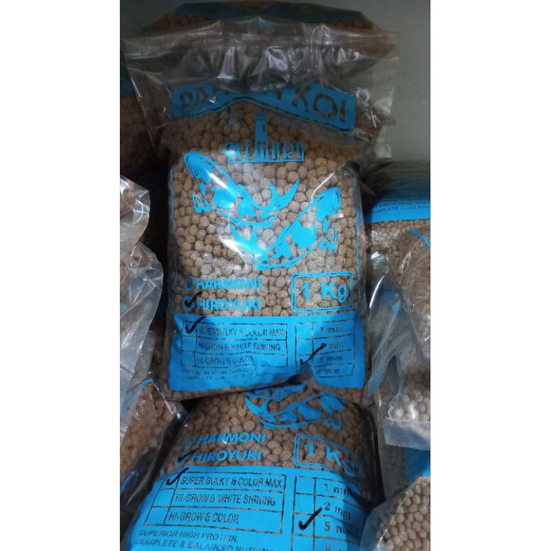 Repack Pakan / Pelet Ikan KOI /KOKI Tamasaba Hiroyuki Wheat Germ /white Shining 1Kg.