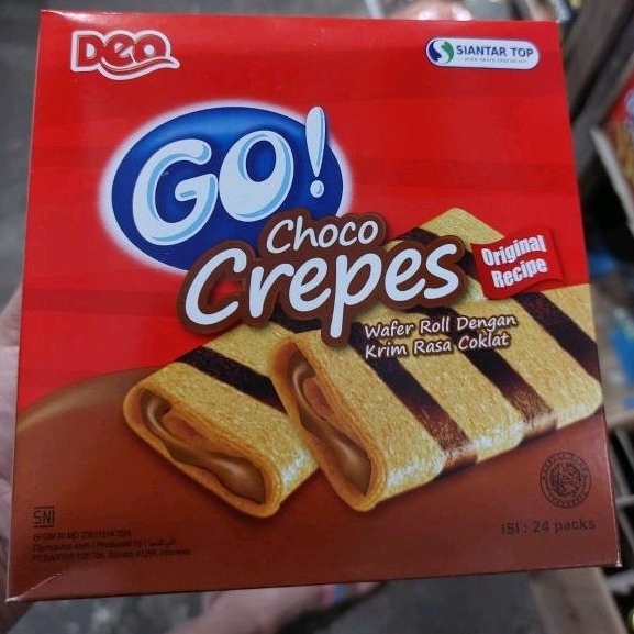 

Go Choco Crepes Wafer Roll Rasa Cokelat Siantar Top Box Isi 24 Pcs 6 Gr