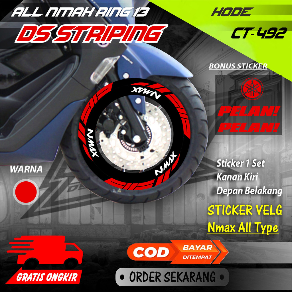 Ct-492 Stiker Cutting Pelek motor variasi Nmax Ring 13