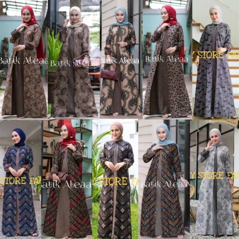 Baju Gamis Wanita syari Batik Jumbo Pesta Mewah Elegan Modern Terbaru Lebaran 2023