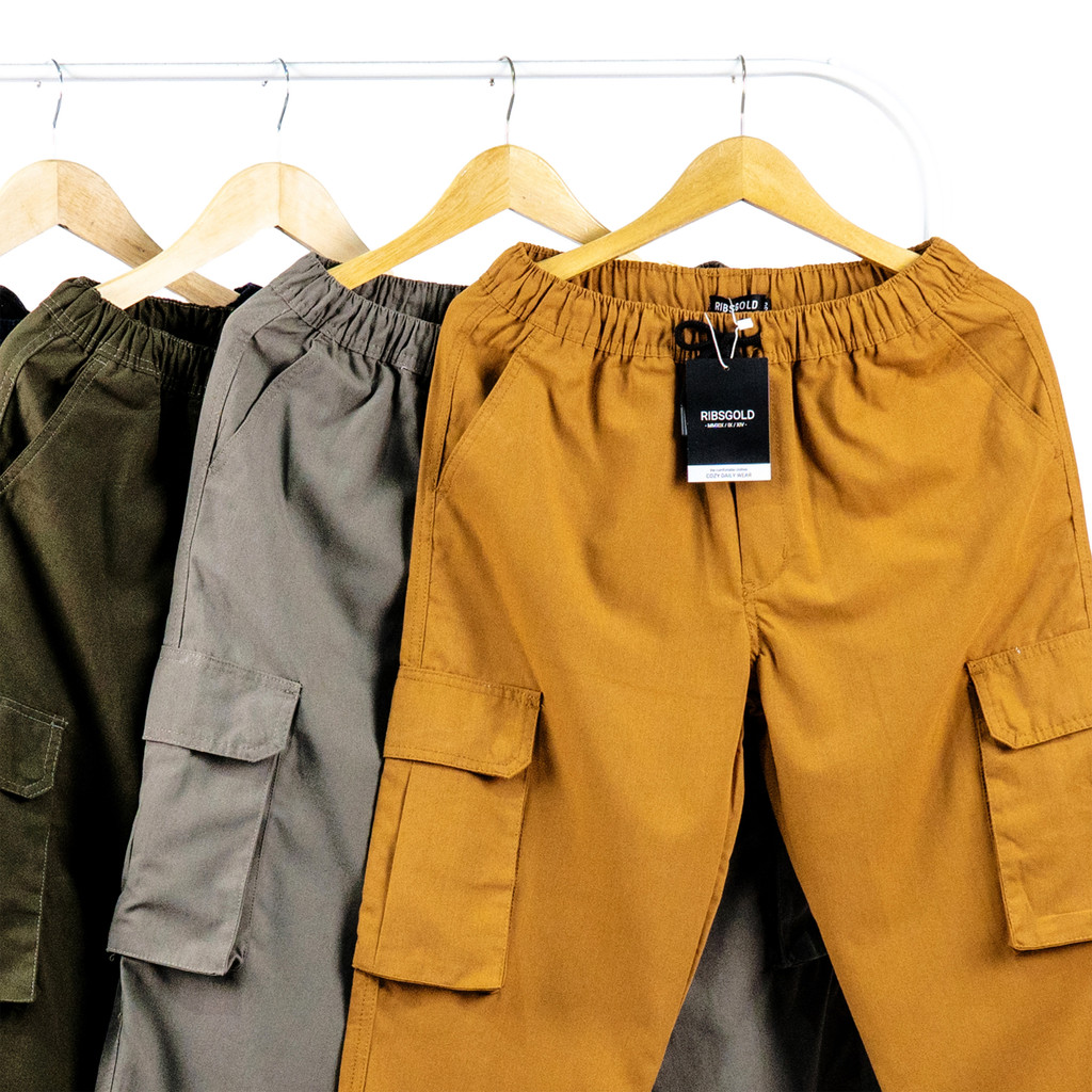 Celana Long Cargo Pants ribsgold