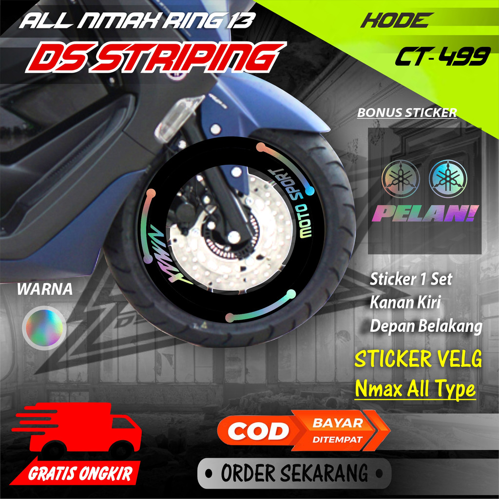 Ct-499 Stiker Cutting Pelek motor variasi Nmax Ring 13