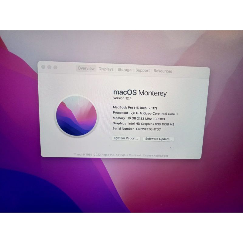 OBRAL..Mac pro retina 15 in 2017 ram 16 ssd256.dual vGA ..LAYAR  pink