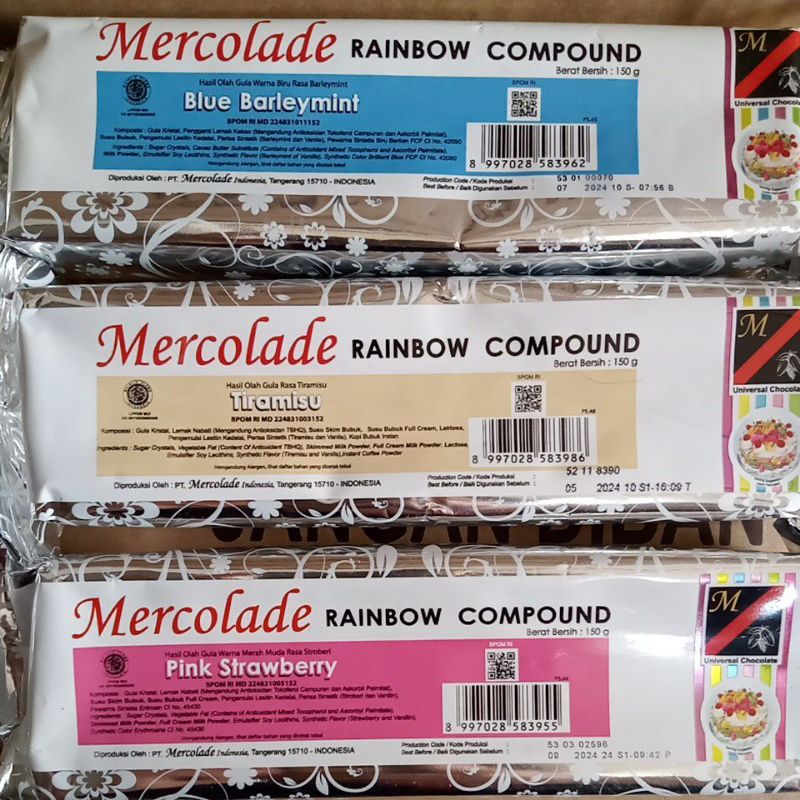 

coklat rainbow mercolade compound 150gr varian rasa dan warna