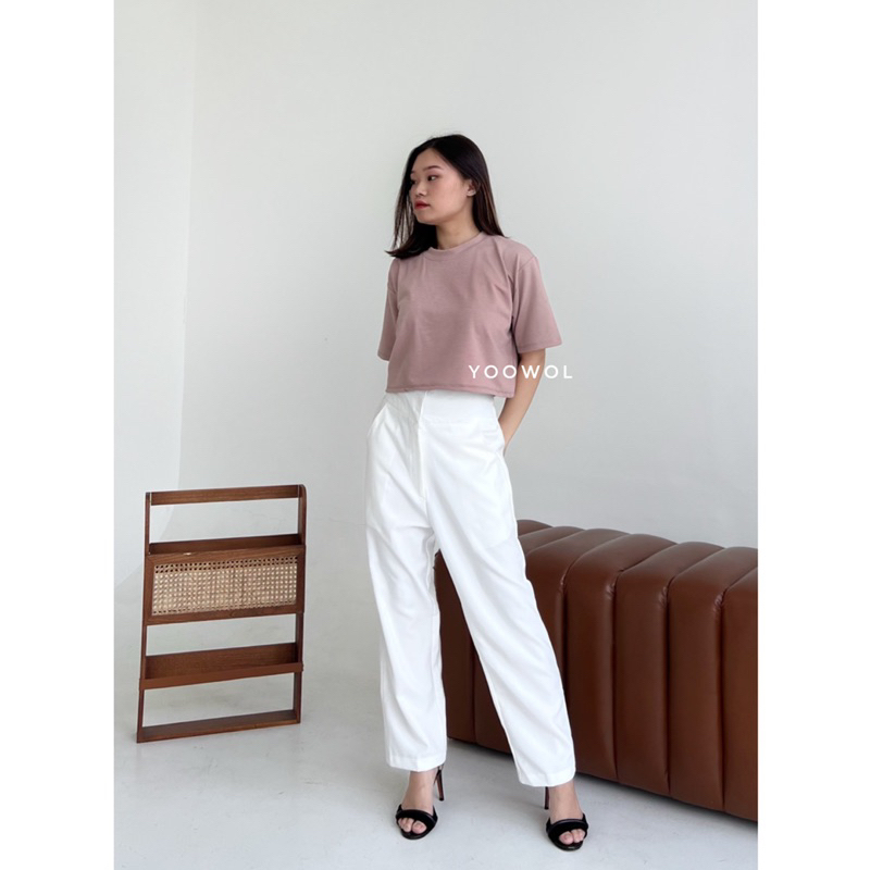 Lora Basic Top/Atasan Lengan Pendek Wanita Basic Casual Outfit