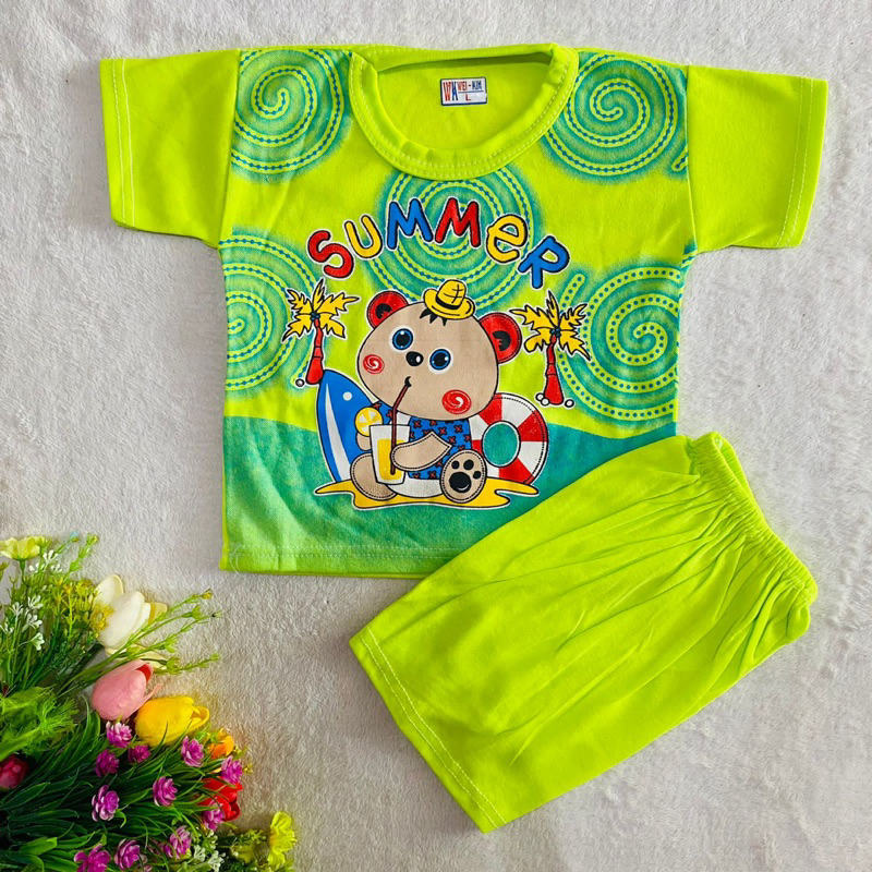 Setelan Anak 1 2 Tahun Anak Cowok Laki laki lengan pendek celana pendek Summer baby set lucu kekinian terbaru viral ( Setelan SUMMER Baby Dring )