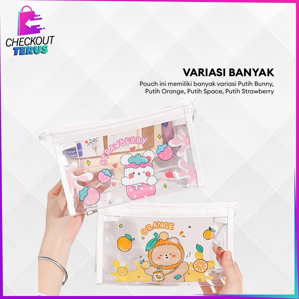 CT A60 Tempat Pensil Transparan Motif Kartun Multifungsi Tas Kosmetik Travel Gaya Korea Tas Pouch Kosmetik Serbaguna