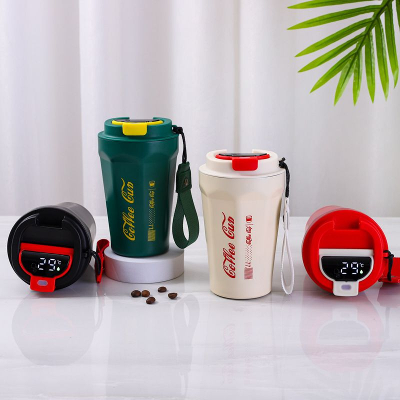 COFFE CUP / MUG COFFE Travel Stainless Steel Dengan Pengukur Temperatur SUHU LED 400ML