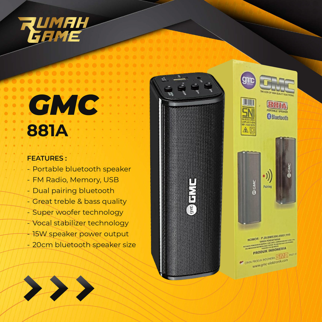 Speaker Bluetooth Portable GMC 881A BT Speker Mini Bluetooth Original