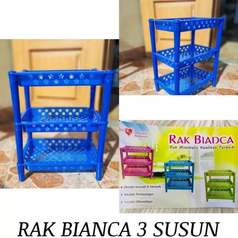 RAK PLASTIK 3 SUSUN / RAK BUMBU DAPUR/RAK KOSMETIK MINI/RAK PORTABLE SERBAGUNA RAK BIANCA MEDIUM 3SUSUN