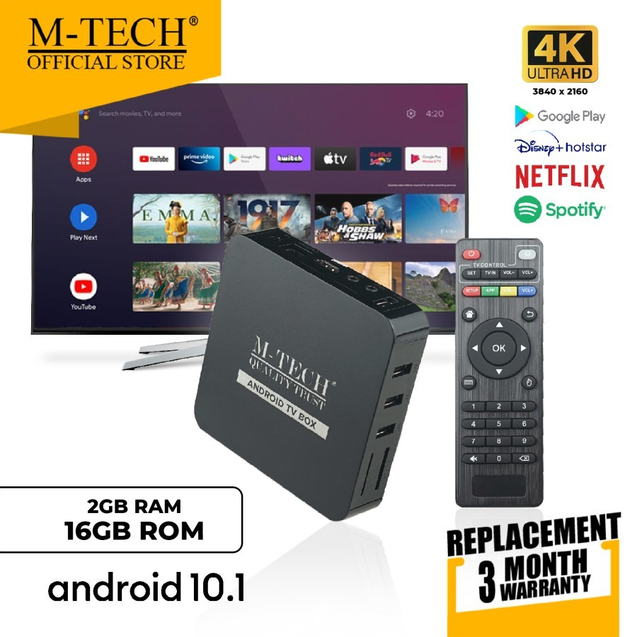 M-Tech Original STB TV Box TB60 Android 10.1 Ultra HD 4K 2GB RAM WIFI