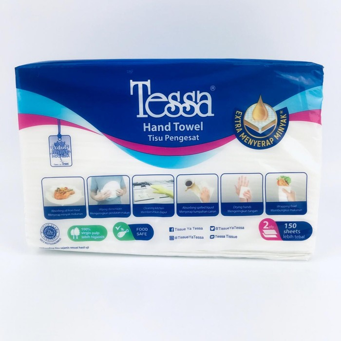 Tisu Tessa 150 Sheets 2 Ply THSN01 sheet / Tissue Hand Towel kitchen / Tisu dapur lipat 150s 2ply lembut dan kuat