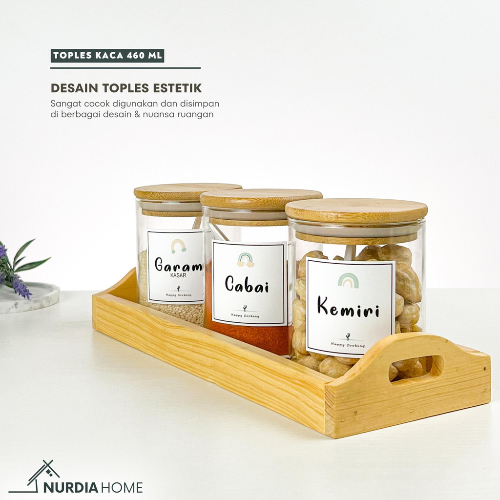 Toples Kaca 460 ml (Tempat Bumbu Kaca / Toples Bumbu Kaca / Botol Bumbu) by Nurdia Home - JG03