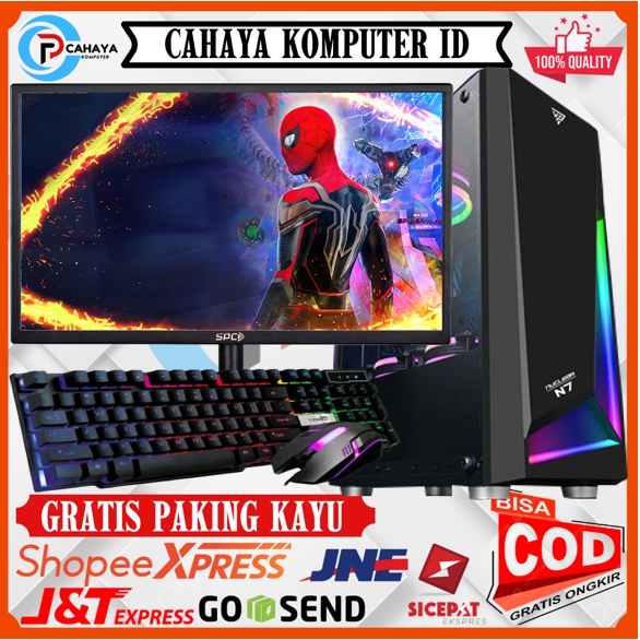 Pc Gaming Editting Fulset Intel I7 Ram 16Gb SSD 128Gb Monitor 19 Inch Keyboard Mouse Siap Pakai