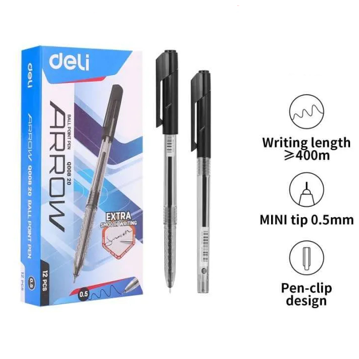 PULPEN UJUNG LANCIP 0.5 MM DELI Q008 ARROW BALLPOINT PEN SEMINAR