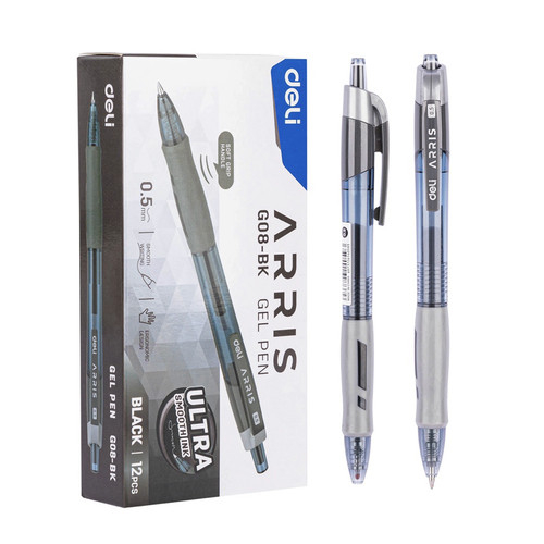 PULPEN GEL CETREK 0.5 MM DELI G08 ARRIS TINTA HITAM GEL PEN BOLPEN