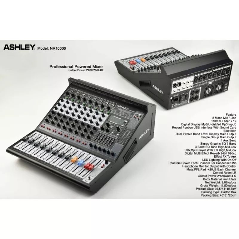 POWER MIXER ASHLEY NR10000 MIXER 8 CHANNEL BLUETOOTH ORIGINAL