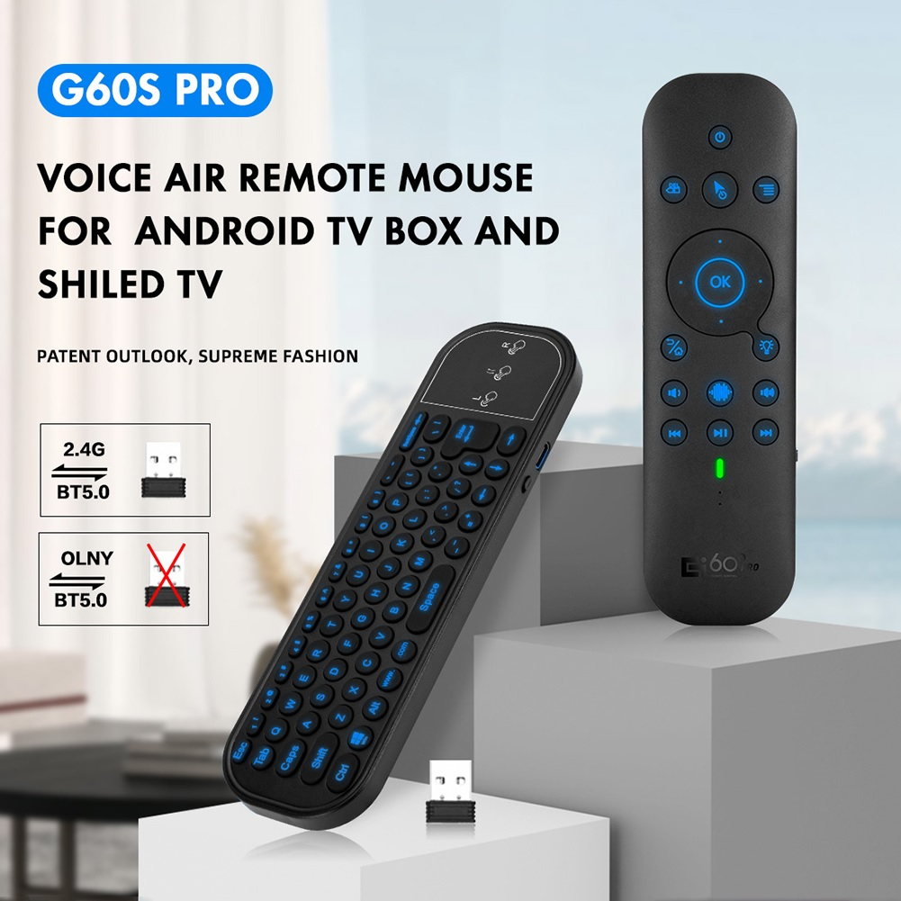 AKN88 - G60S PRO - 2.4G BT 5.0 Dual Design - Air Mouse Remote Voice Backlight