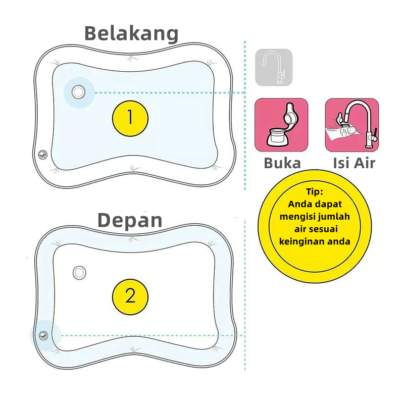 Mainan Matras Air Baby Water Playmat Matras Air Bayi Mainan Edukasi Portable Water Playmat Baby WJ15