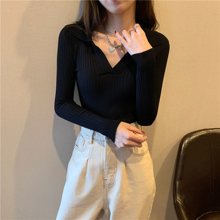Sweater LOLA KERAH long hands-Sweater V top-allenalong knit