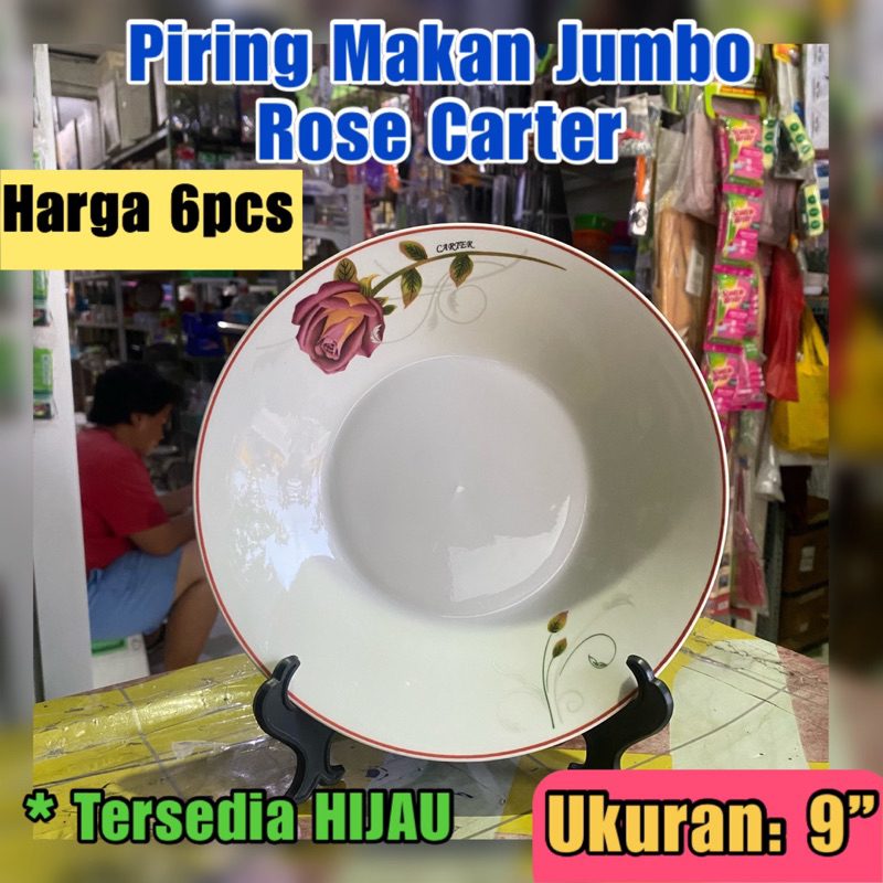 PIRING MAKAN PREMIUM ROSE 9” PIRING MAKAN KERAMIK BUNGA MAWAR