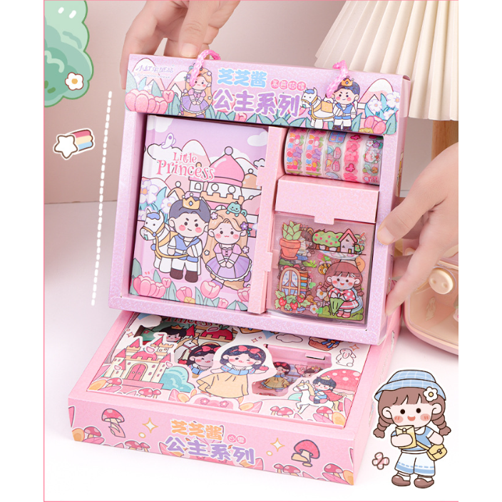 

Notebook GIFT BOX SET Stickers and ROLL / Souvenir Hampers Anak sekolah