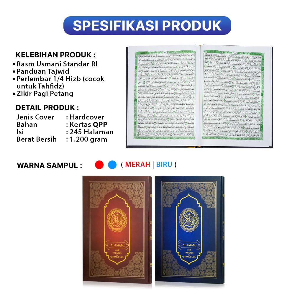 Al Quran Besar Al Imam Untuk Tadarus Dan Qiyamul Lail / Alquran Non Terjemah Ukuran Jumbo