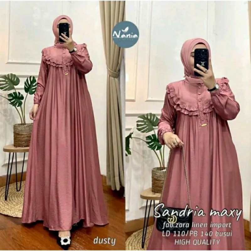 Sandria Dress/gamis crinkle airflow premium/gamis jumbo size  M -L-XL -XXL   LD  100   105   110   120