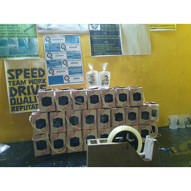 souvenir gelas sloki doft (120ml)min order 100 pcs + sablon custom + kemasan box
