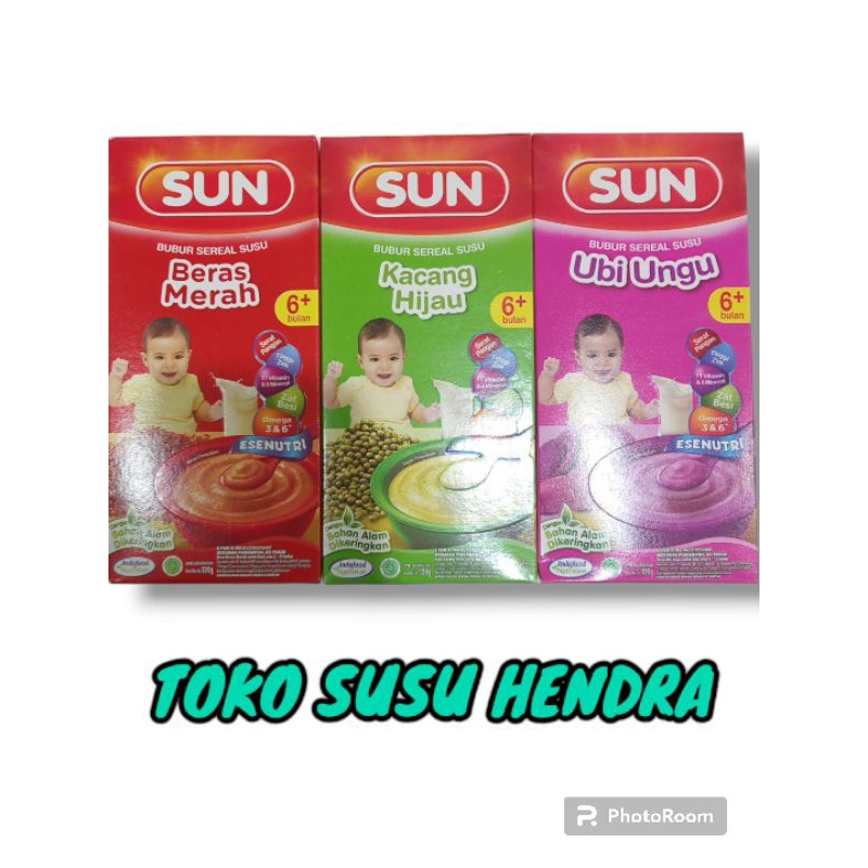 SUN 6+bulan BERAS MERAH/KACANG HIJAU/UBI UNGU MPASI BAYI/BUBUR BAYI/SEREAL BAYI