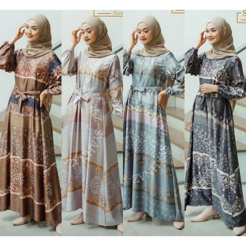 GAMIS MAXMARA PREMIUM, gamis busui motif syahnas size M-XXL