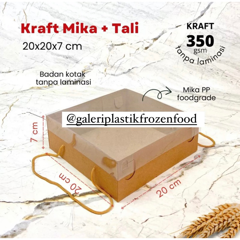 

BOX / KOTAK KRAFT TUTUP MIKA TALI Uk. 20x20x7 20x20x10 ~ GALERI PLASTIK FROZEN FOOD
