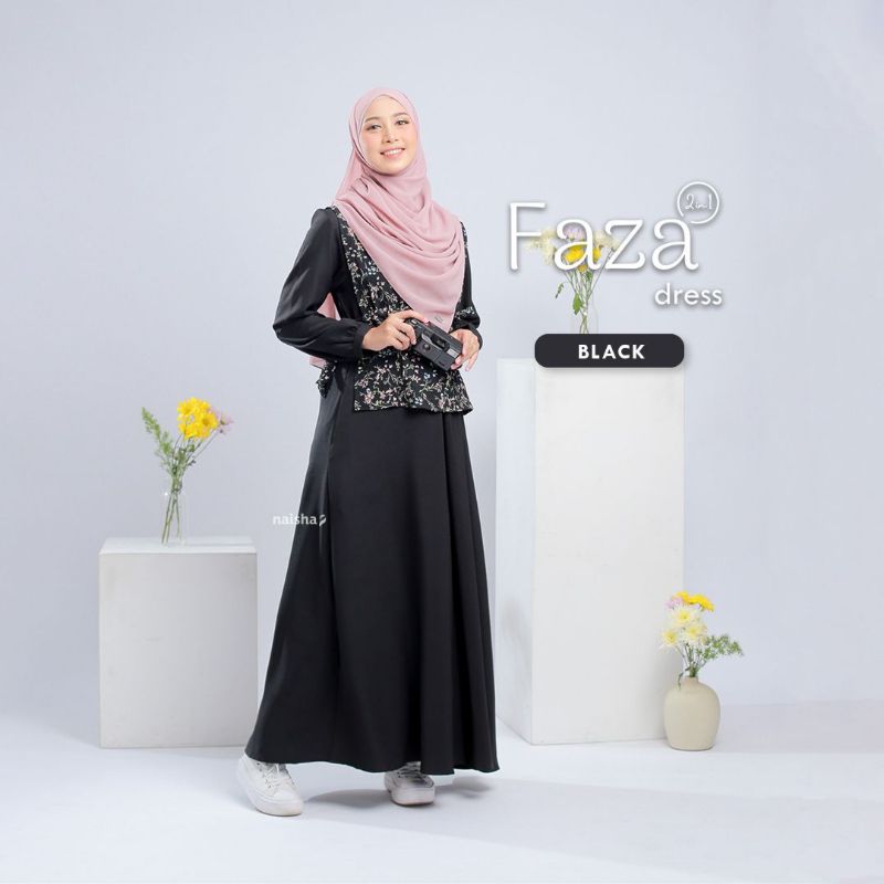 Faza dress by naisha / gamis muslim / dress kondangan / gamis syar'i / gamis elegan / long dress / d