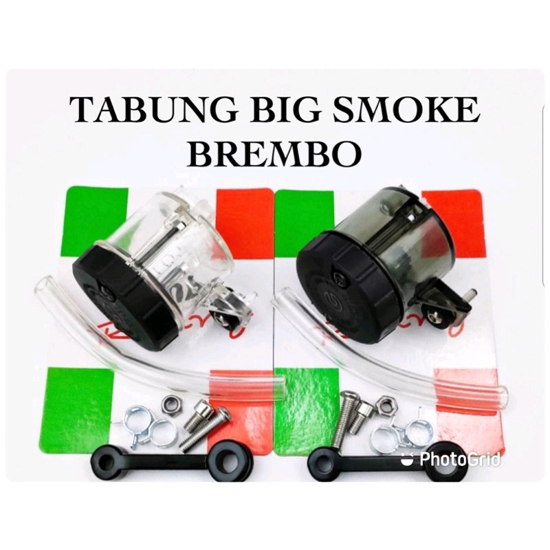 TABUNG MINYAK REM BIG PLUS BRACKET SMOKE CLEAR UNIVERSAL BOTOL TABUNG BESAR SMOKE TABUNG JUMBO CLEAR ORIGINAL BREMBO