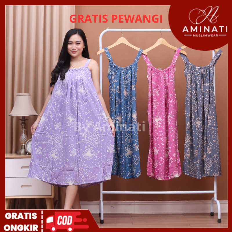 Baju Daster Wanita Piyama Motif Bintang Size Jumbo Tanpa Lengan Yukensi Terbaru Kekinian LD 130 140