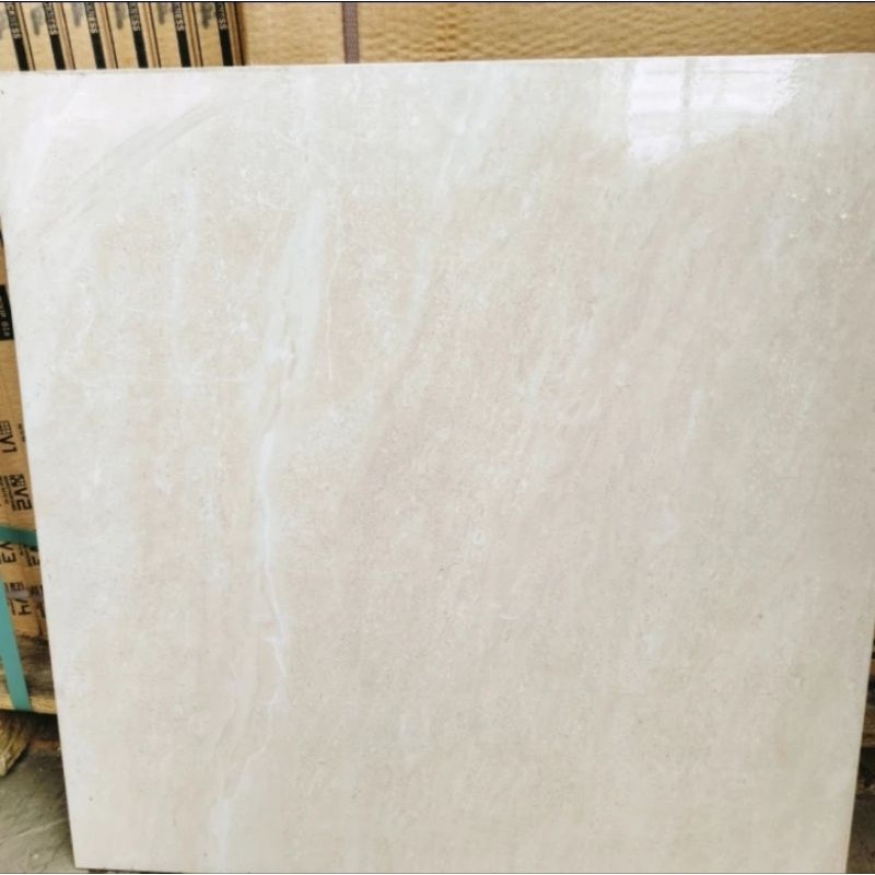Granit 60x60 Cream Motif IKATAN | Arna Kayana Beige Glossy
