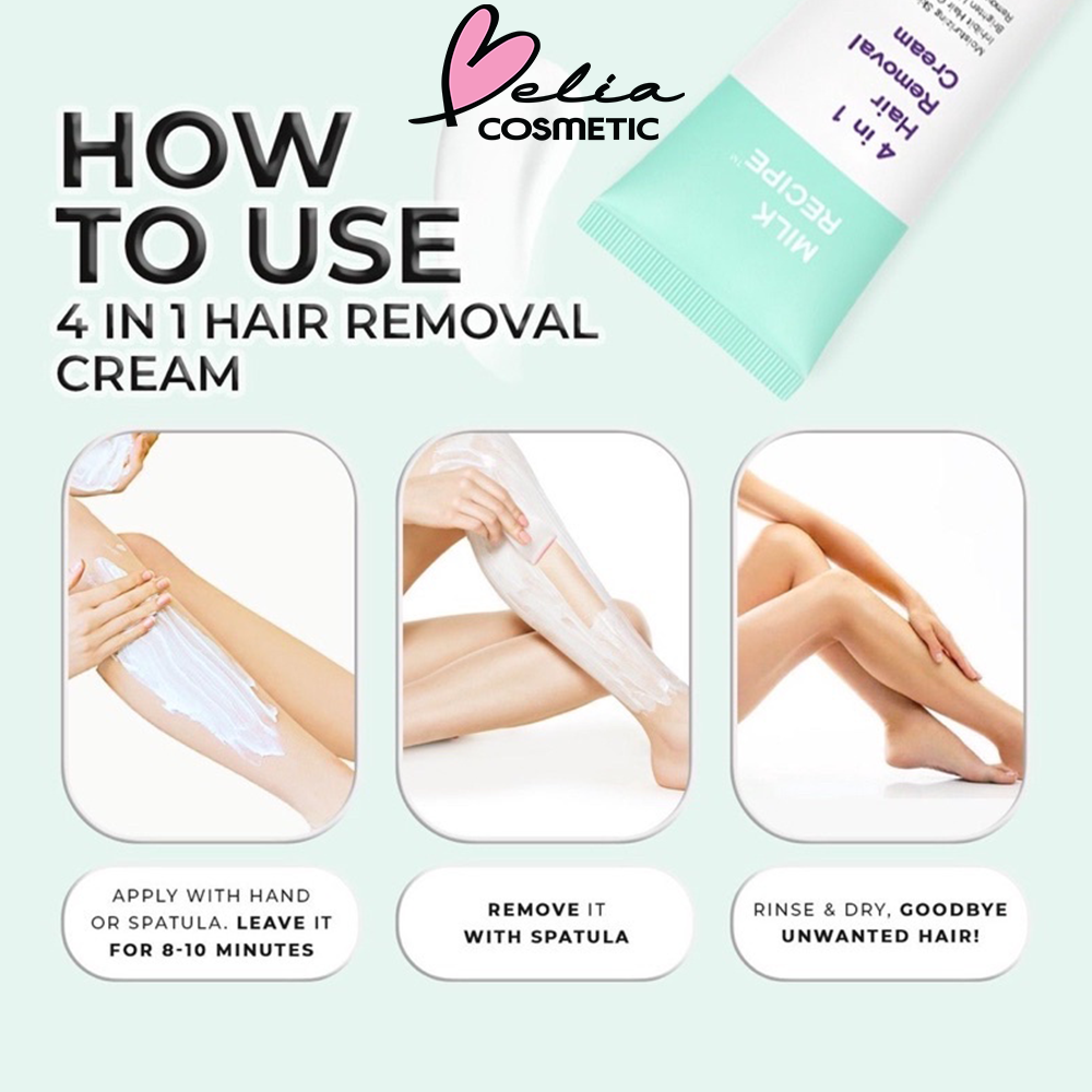 ❤ BELIA ❤ MILK RECIPE 4 in 1 Hair Removal Cream | Bright &amp; Smooth Axillary Cream | Remover Unwanted Hair | Merontokkan bulu yang tidak diinginkan | Krim Ketiak Lipatan Hitam