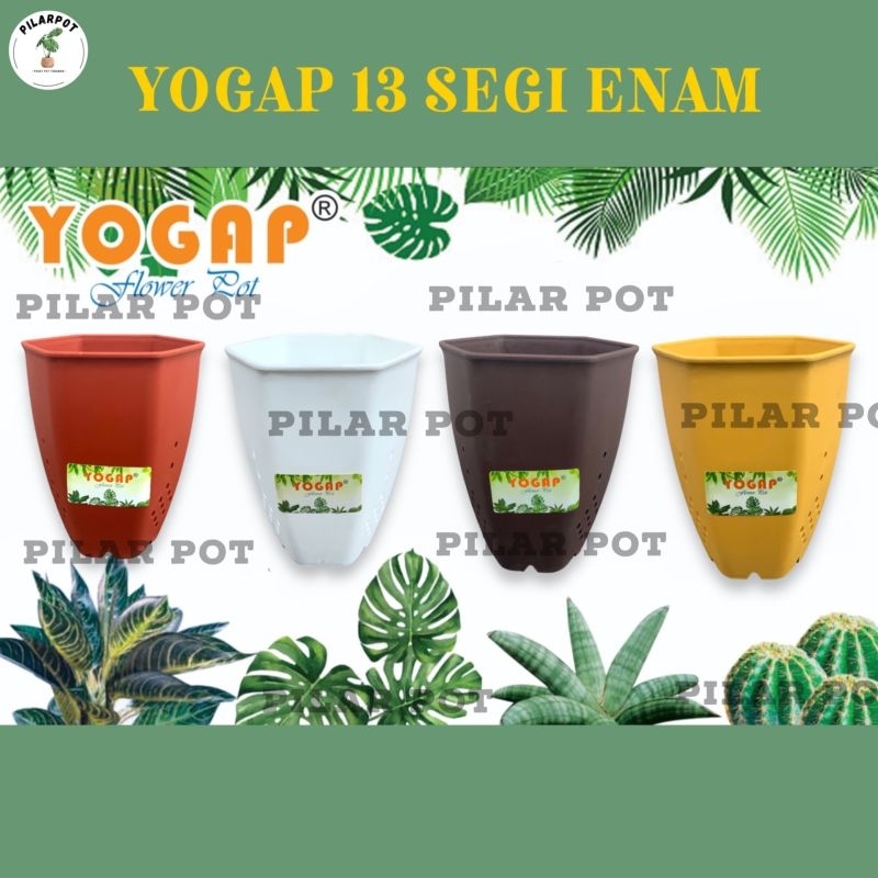 POT BUNGA TANAMAN TINGGI YOGAP 13 SEGI 6 WARNA WARNI - YOGAP YP6 13