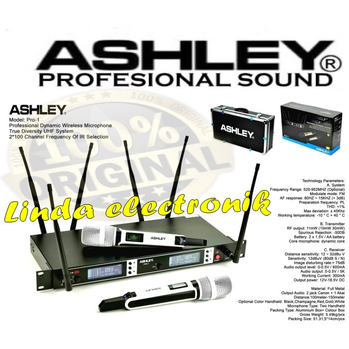 mic wireless ashley pro 1 / pro1 white edition 6 antena original