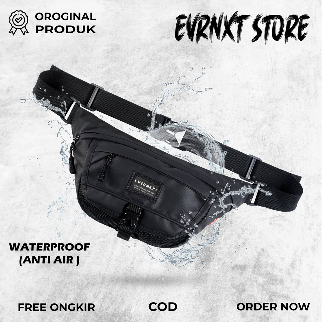 Waist Bag Tas Pinggang Slempang Selempang Waterproof Pria Cowok Anti Air Premium