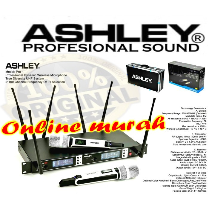 mic wireless ashley pro 1 / pro1 white edition 6 antena original