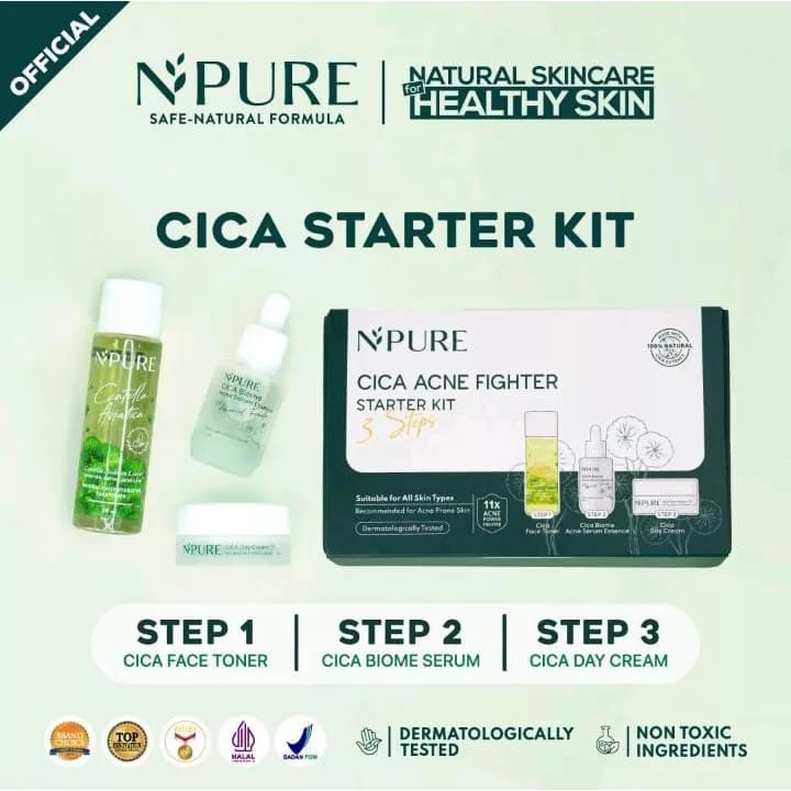 Npure Cica Acne Fighter Starter Kit - NPURE Anti Acne Starter Kit / Acne Fighter / Toner-Serum-Day C
