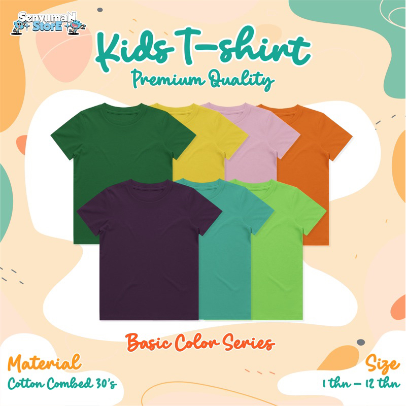 KAOS POLOS ANAK UNISEX PREMIUM ( 3-8 TAHUN ) BAHAN COTTON COMBAD 30s