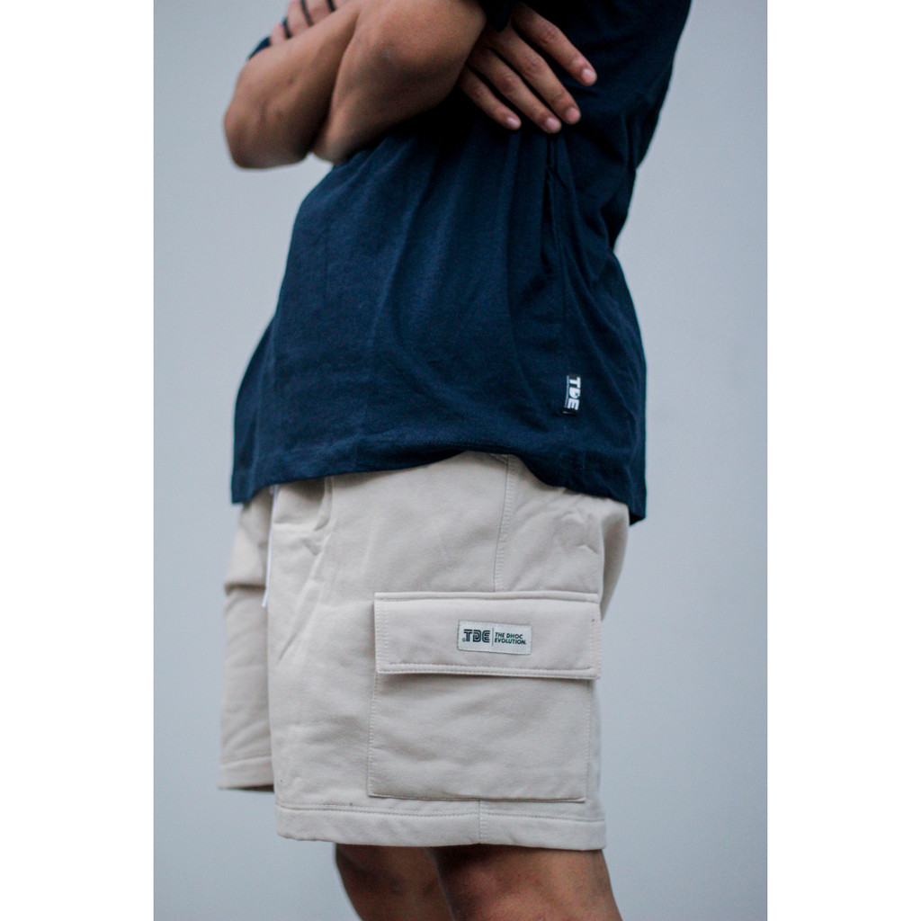 TDE/SHORT CARGO/CELANA PENDEK/UNISEX/PRIA/WANITA/CARGO/CREAM MUDA