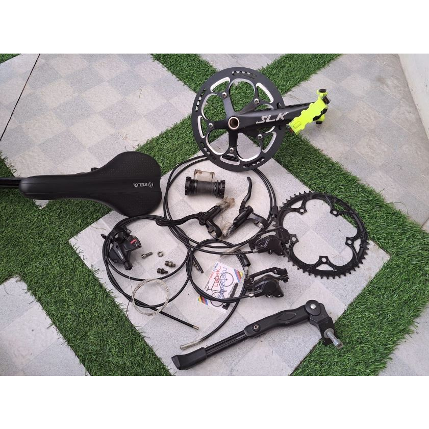 CRANK SET SLK HT 2 - BRAKE SET SHIMANO ALTUS MT200 - SHIFTER ALTUS - BONUS PEDAL, CHAIN RING, RANTAI